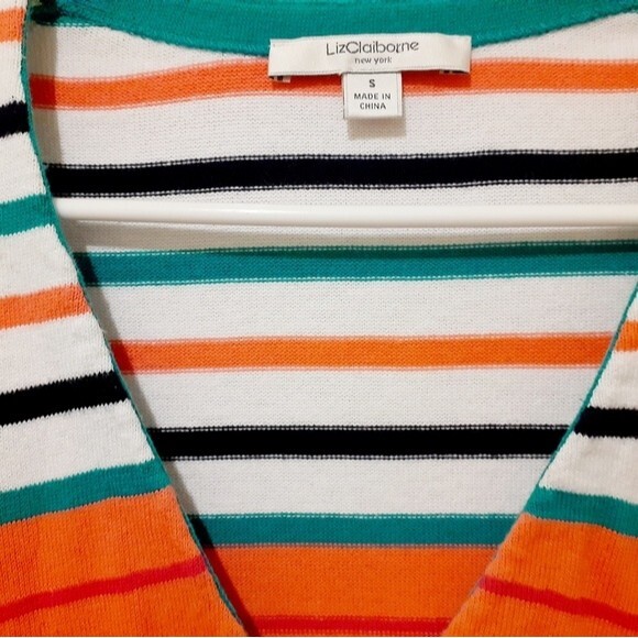 Liz Claiborne New York 100% Cotton Multicolor Button 3/4 Sleeves Cardigan - Picture 6 of 12